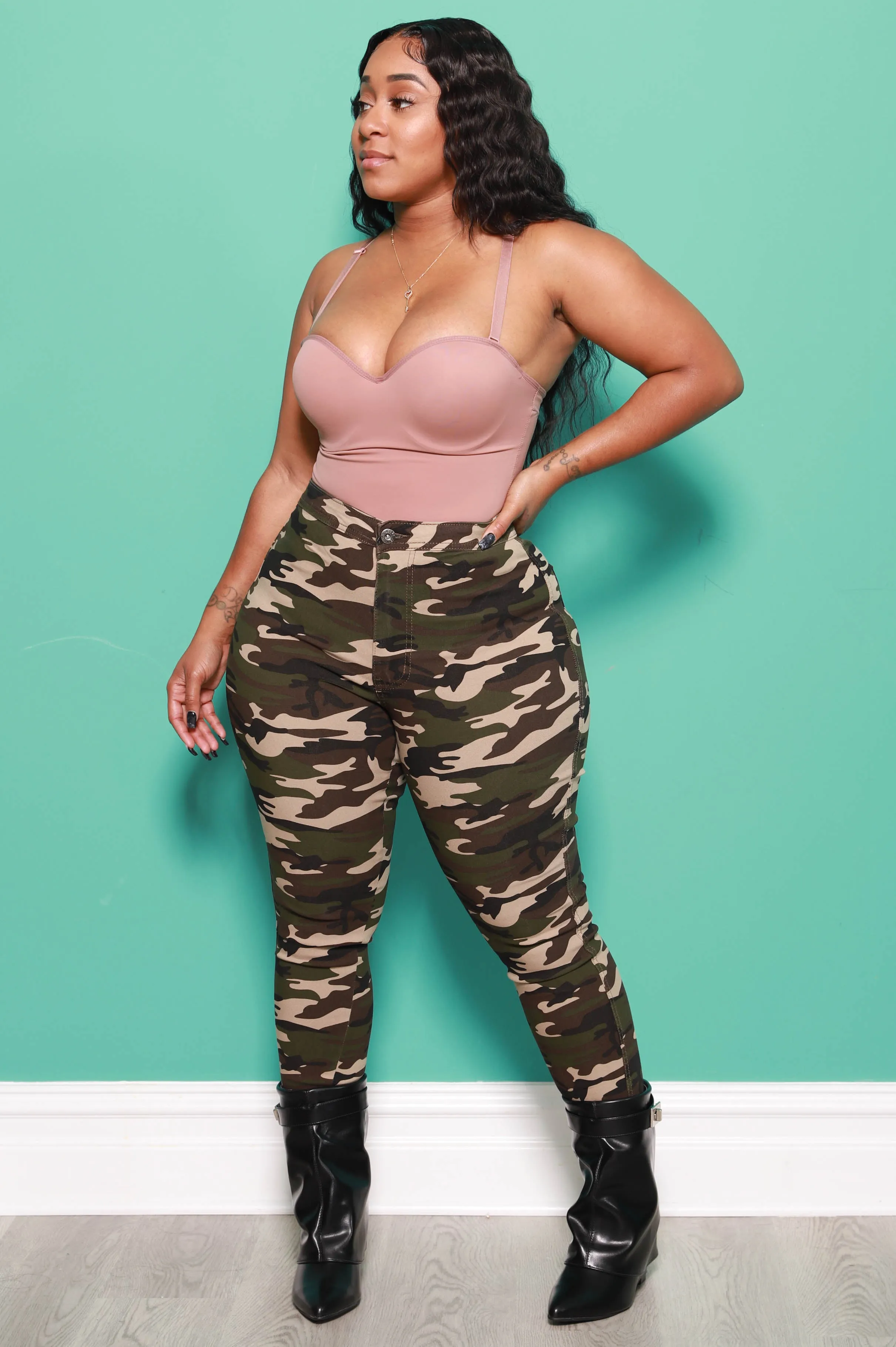 $5 Super Swank High Waist Stretchy Jeans - Dark Camo