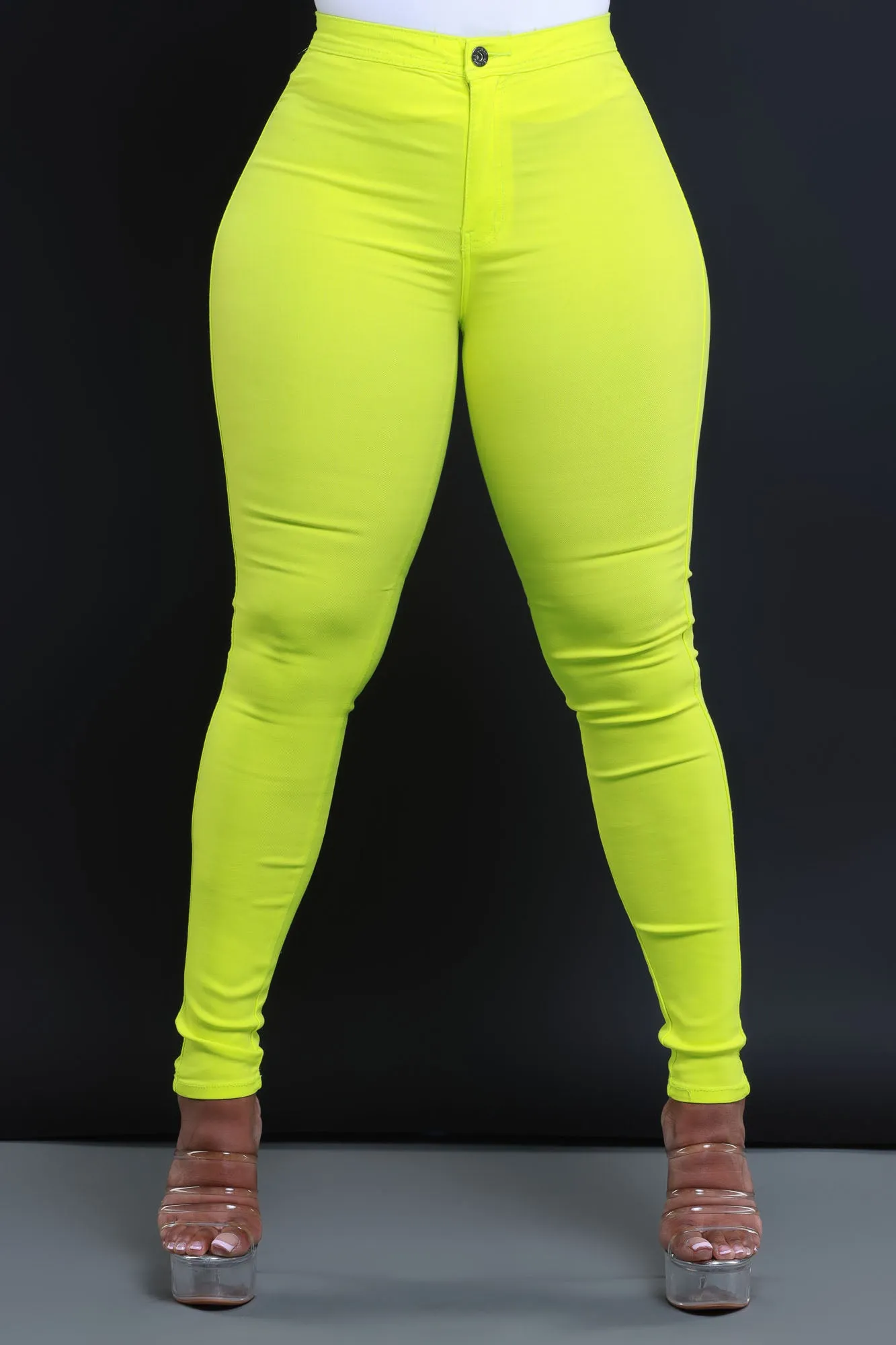 $5 Super Swank High Waist Stretchy Jeans - Neon Yellow