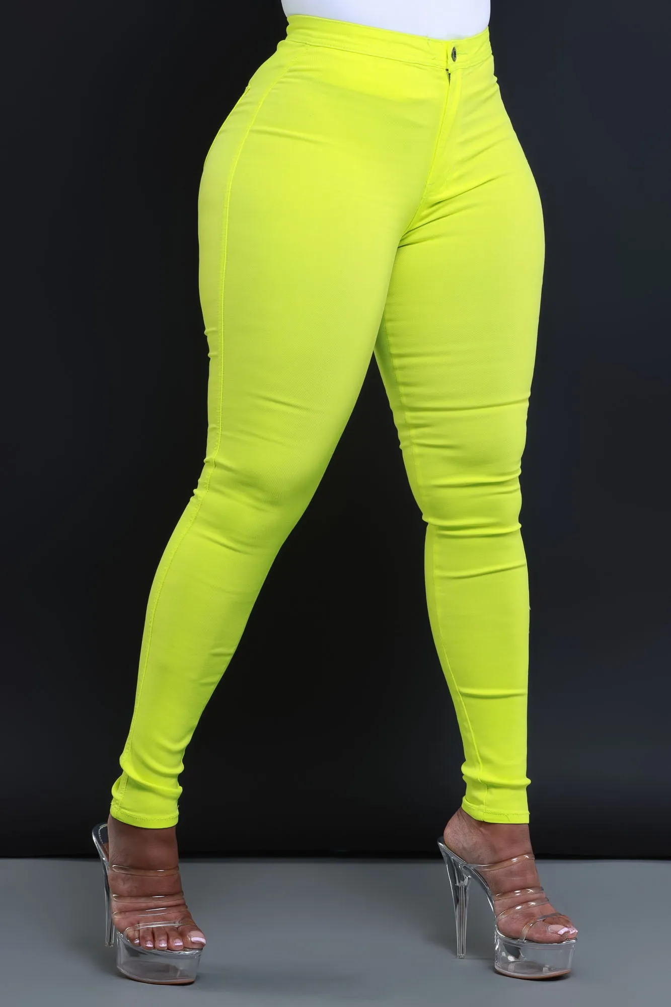 $5 Super Swank High Waist Stretchy Jeans - Neon Yellow