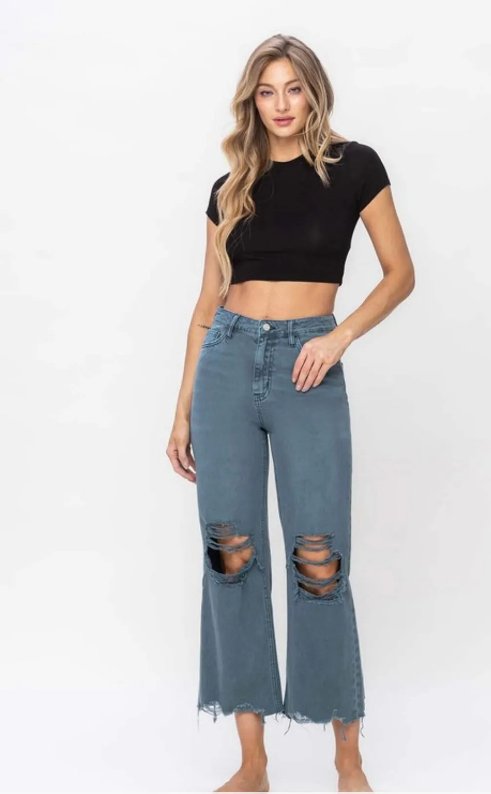 90's crop flare jean