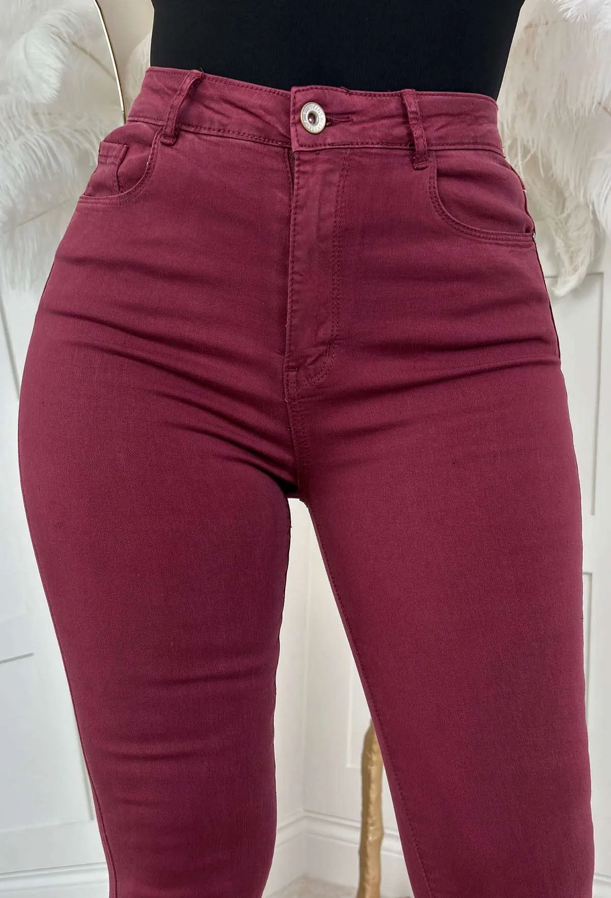 Alaia Wine Super Stretchy Skinny Jeans