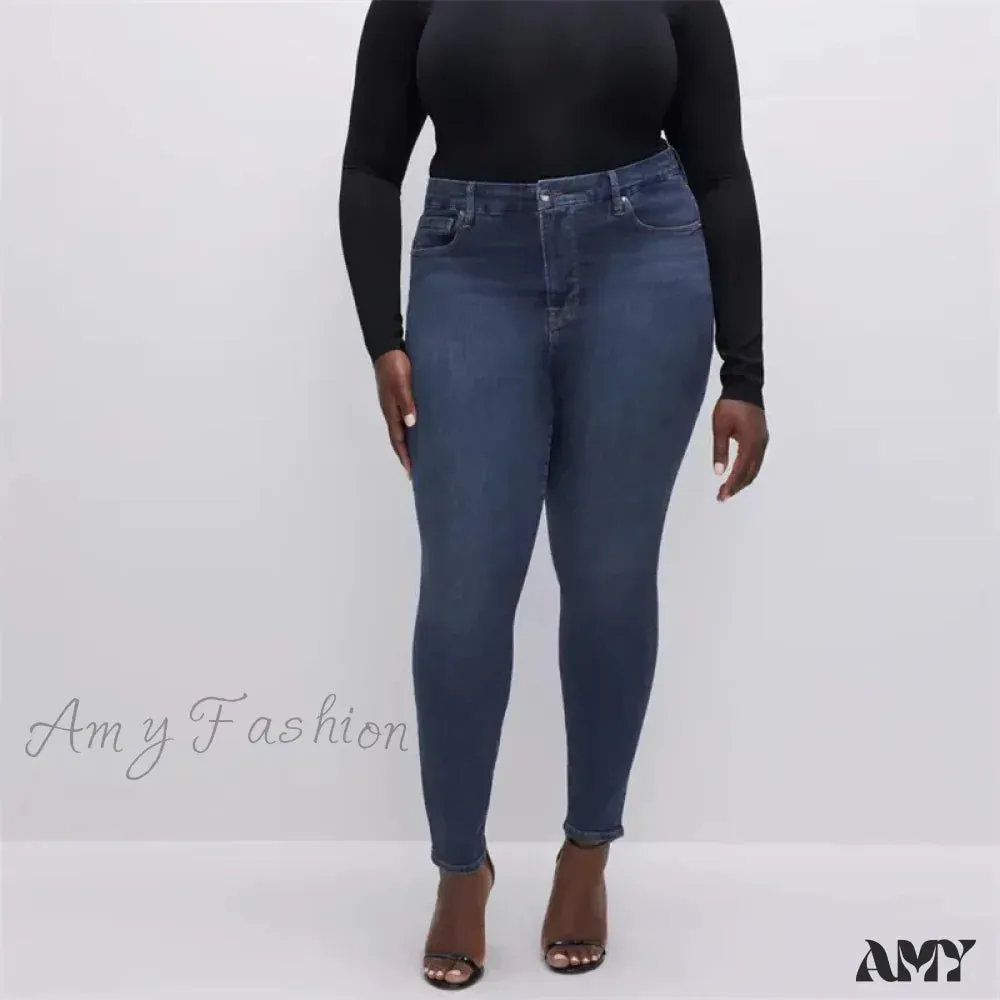 Amy Fashion - High Stretchy Skinny Full Length Plus Size Curvy Fitting Fashionable Pencil Jean