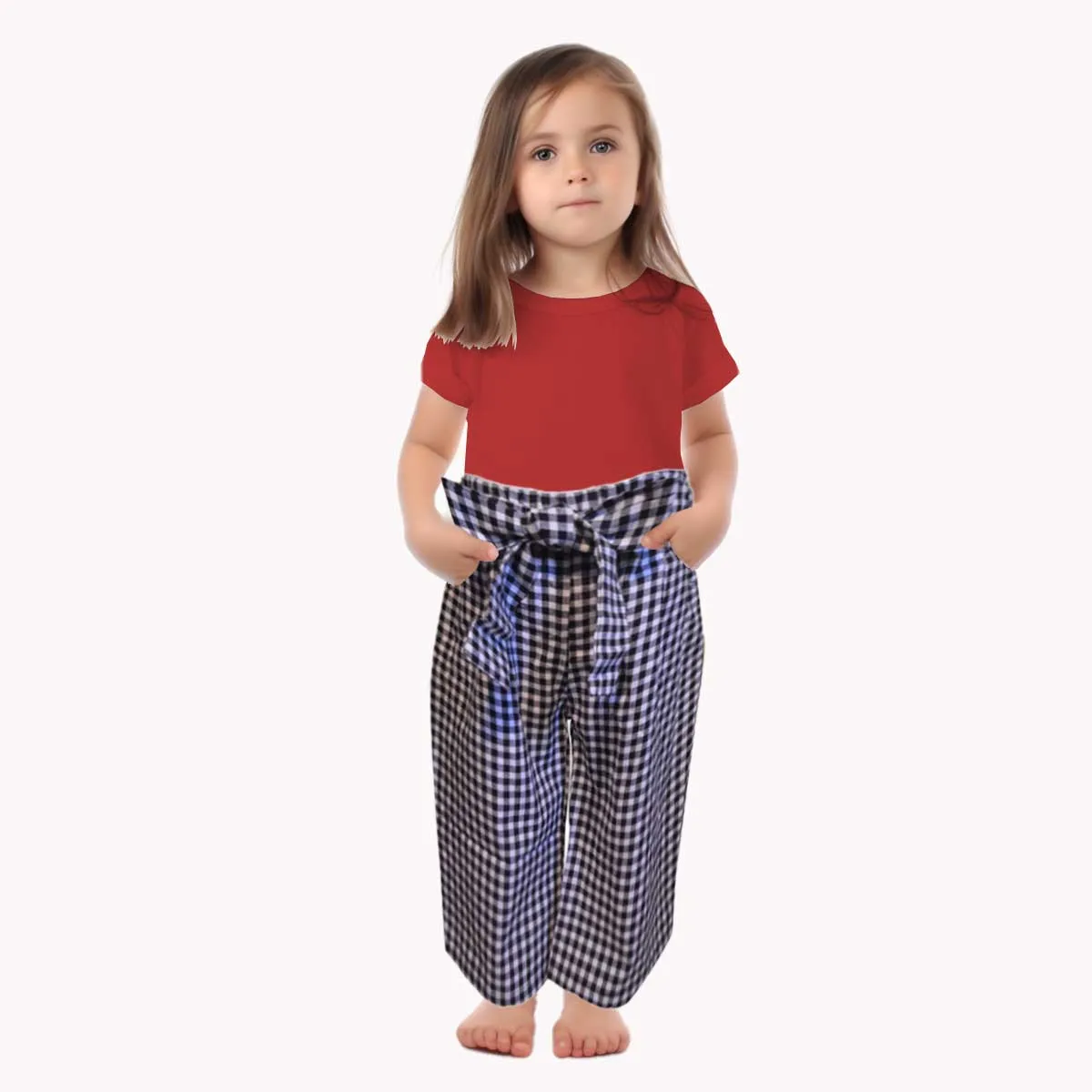 Baby Girls Wide Leg Trousers | Pants | Black And White | Check | Formal | Casual | Age 1-4 Years | 25A