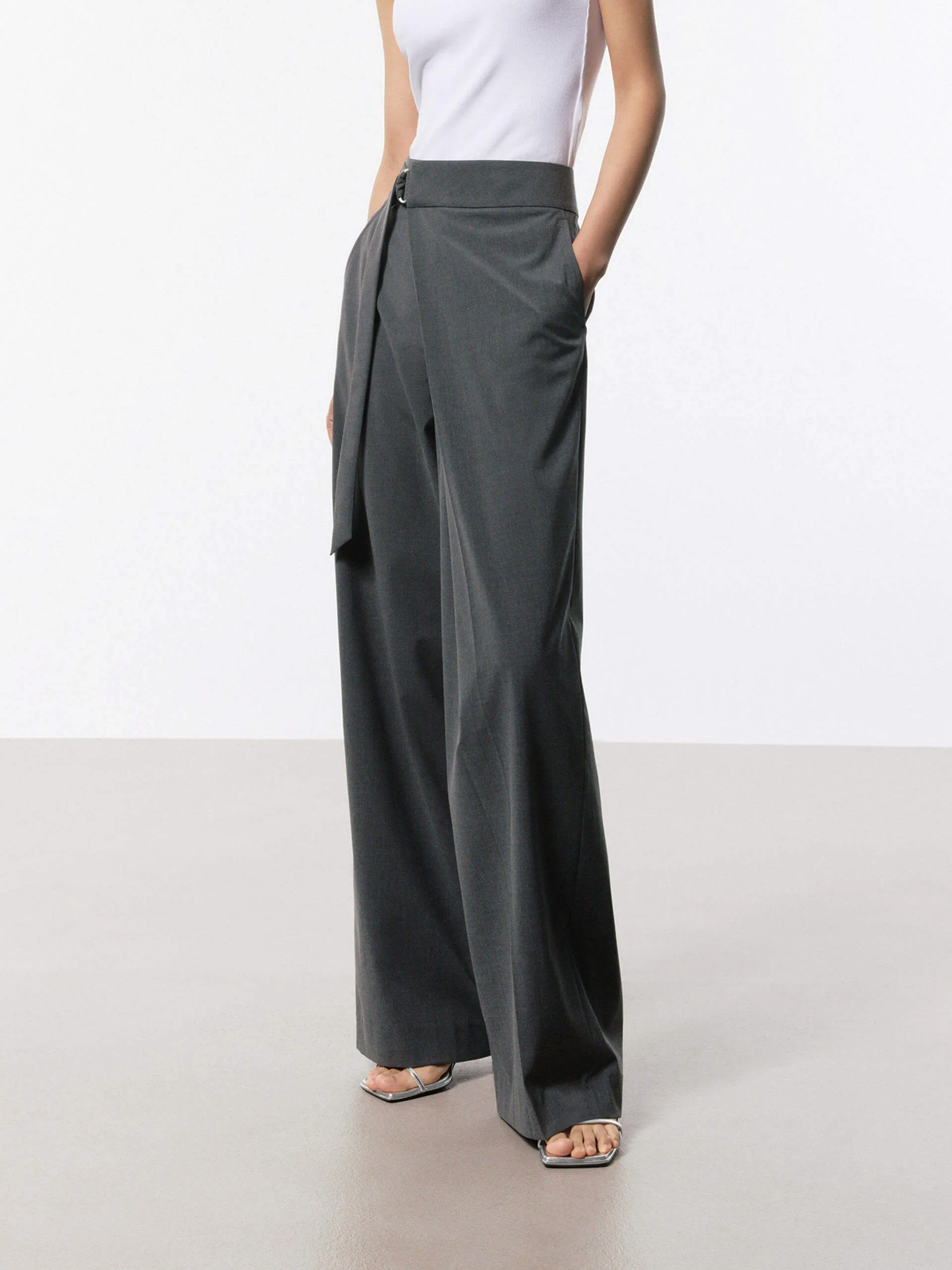 Belt Wide Leg Pants