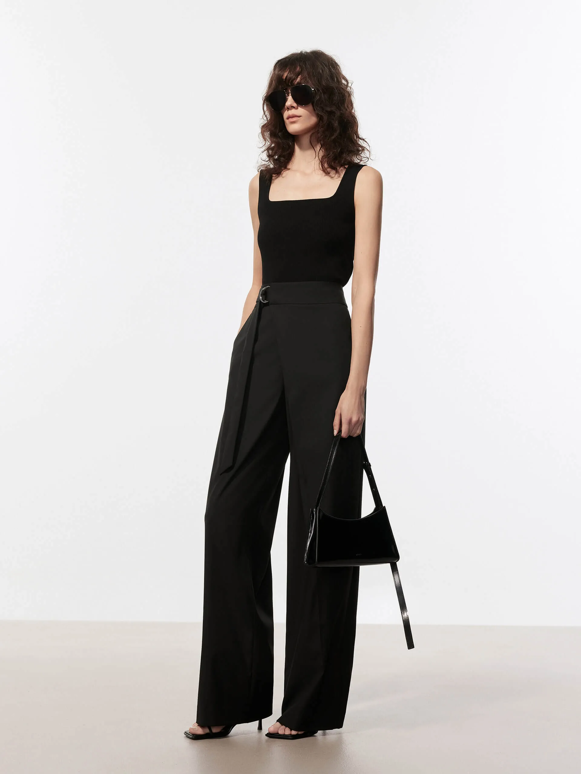 Belt Wide Leg Pants