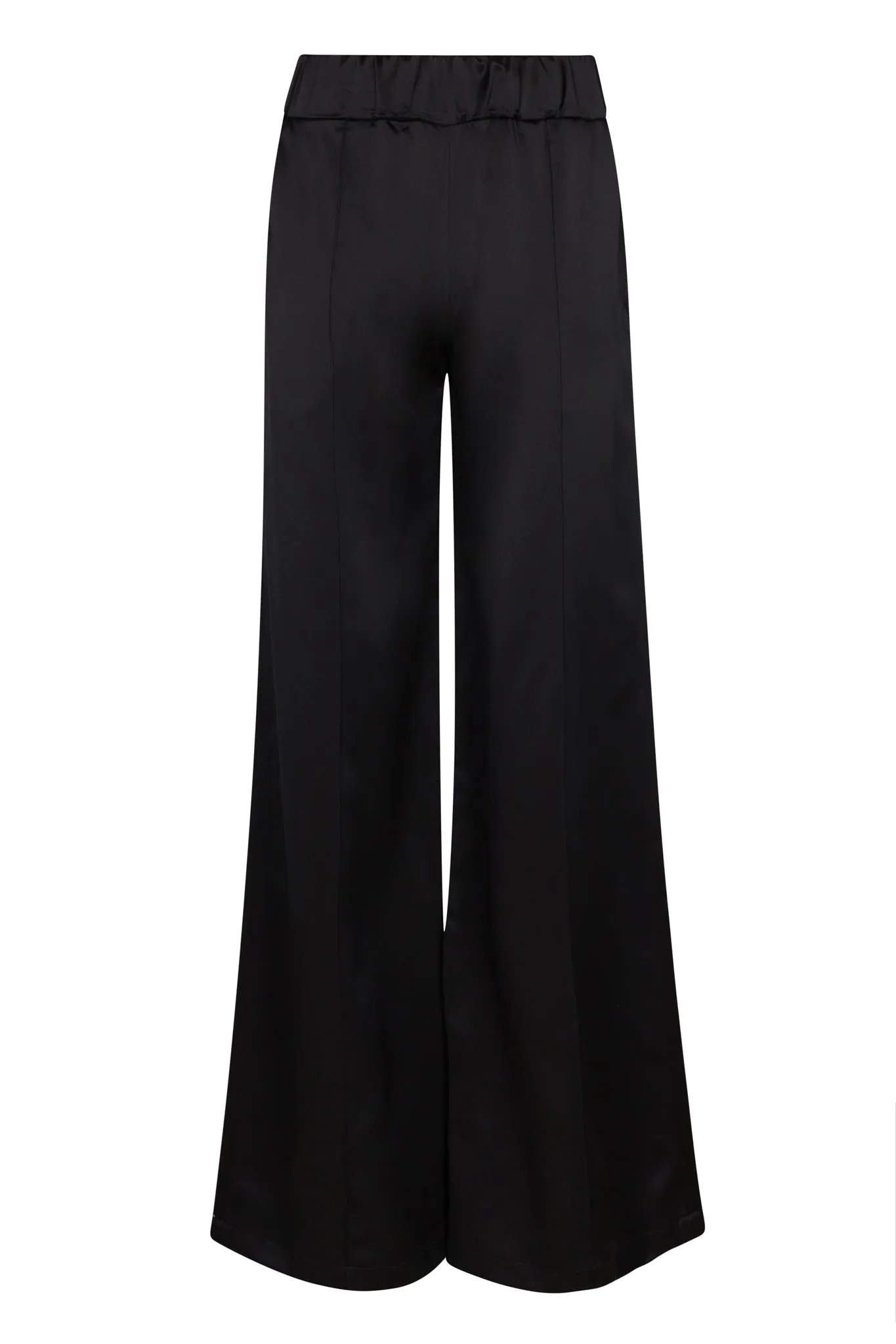 Black Silk Wide Leg Pintuck Pants