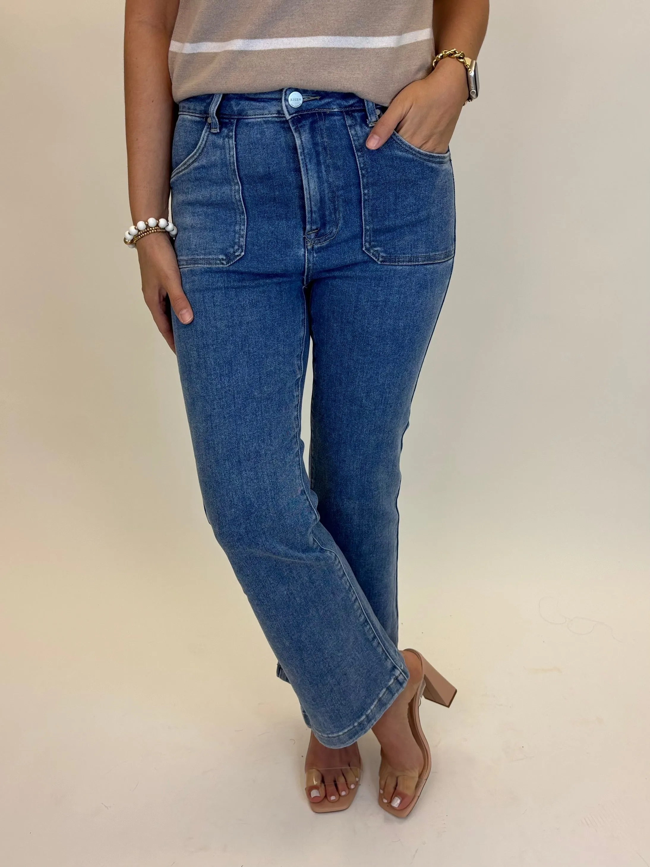 Blair High Rise Patch Pocket Flare Jean