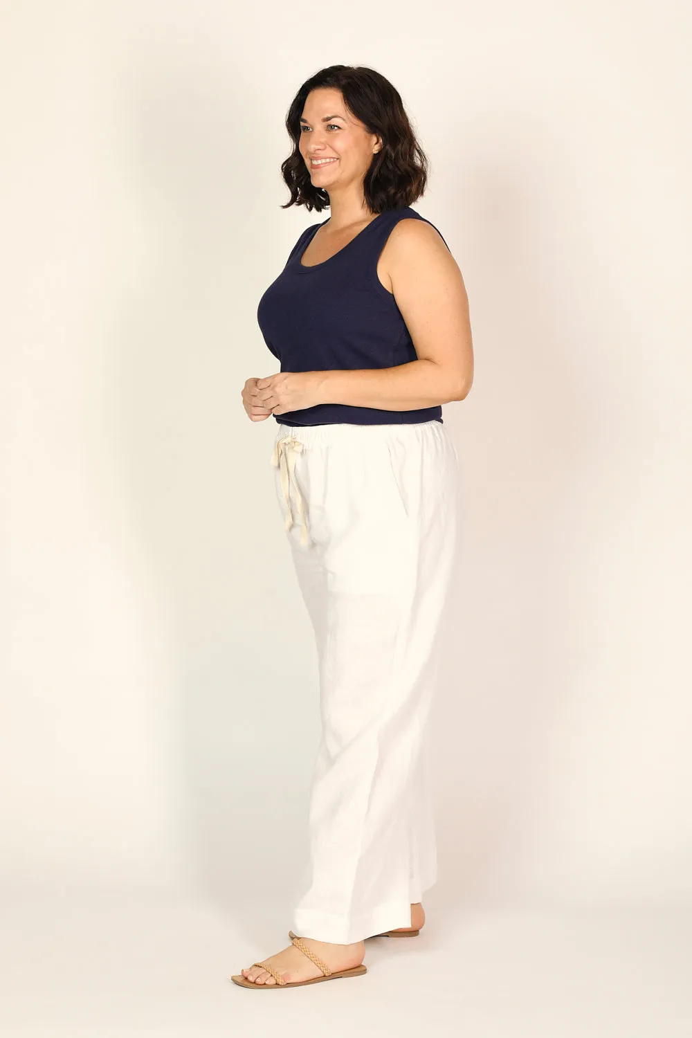 Breezy Relaxed Linen Pant in White