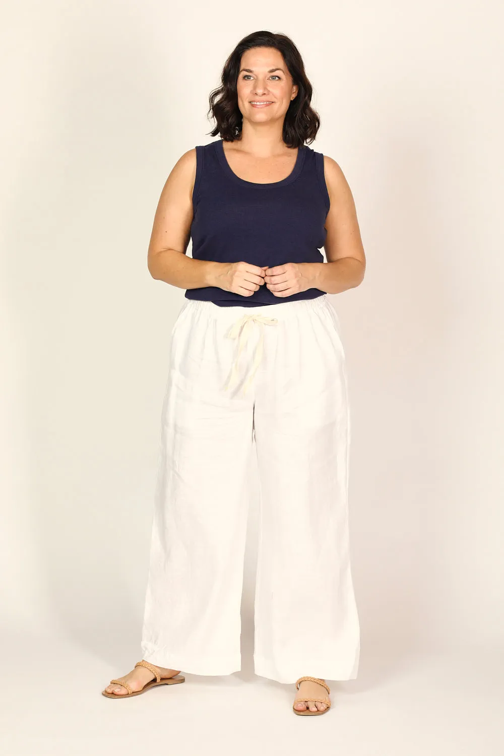 Breezy Relaxed Linen Pant in White