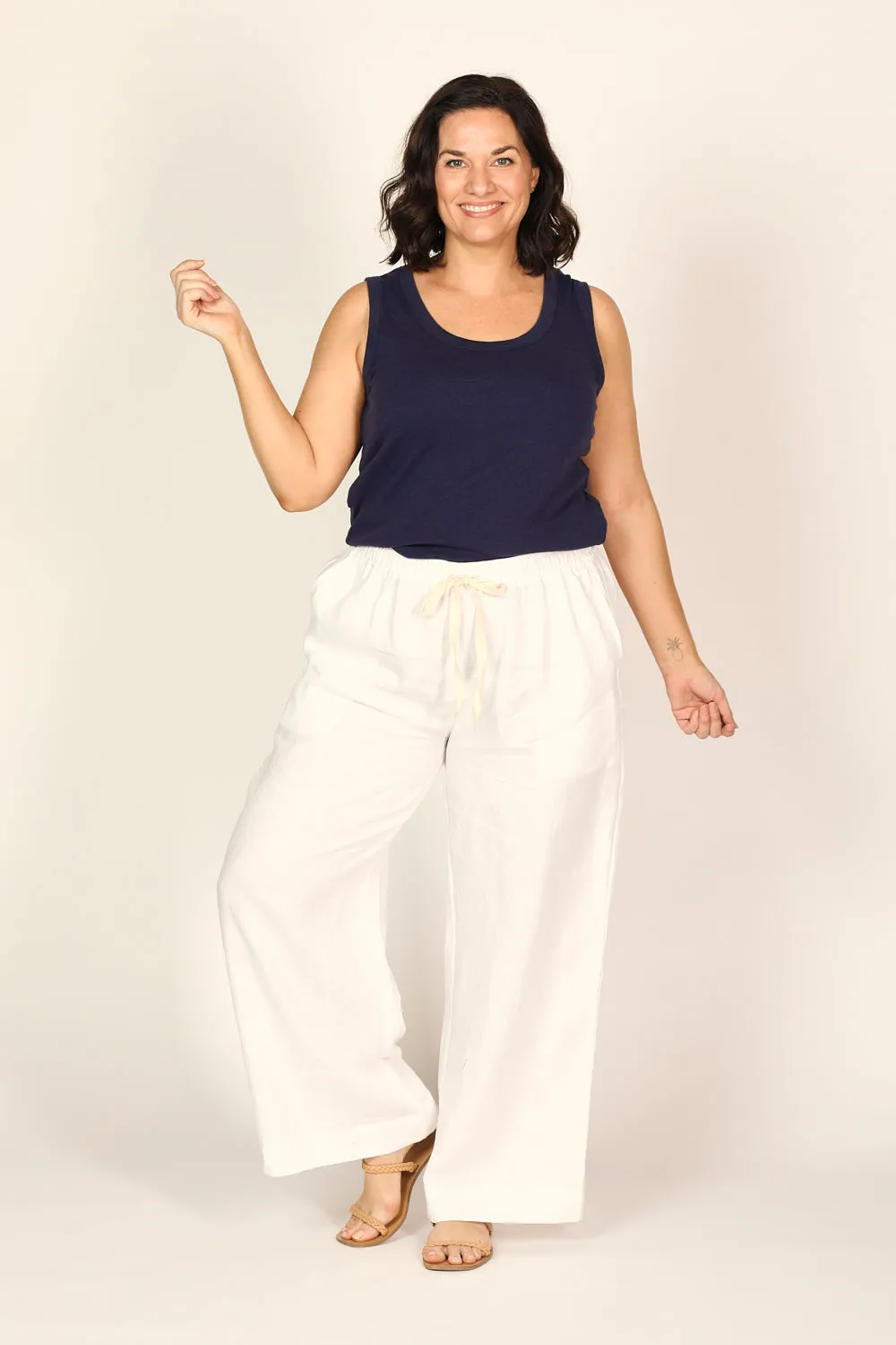 Breezy Relaxed Linen Pant in White