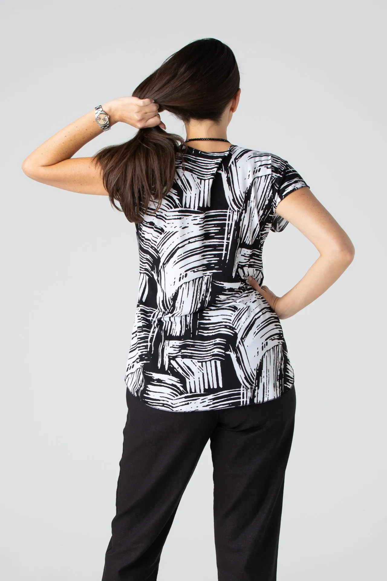 Brush Print Short Sleeve Jersey Top