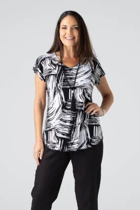 Brush Print Short Sleeve Jersey Top