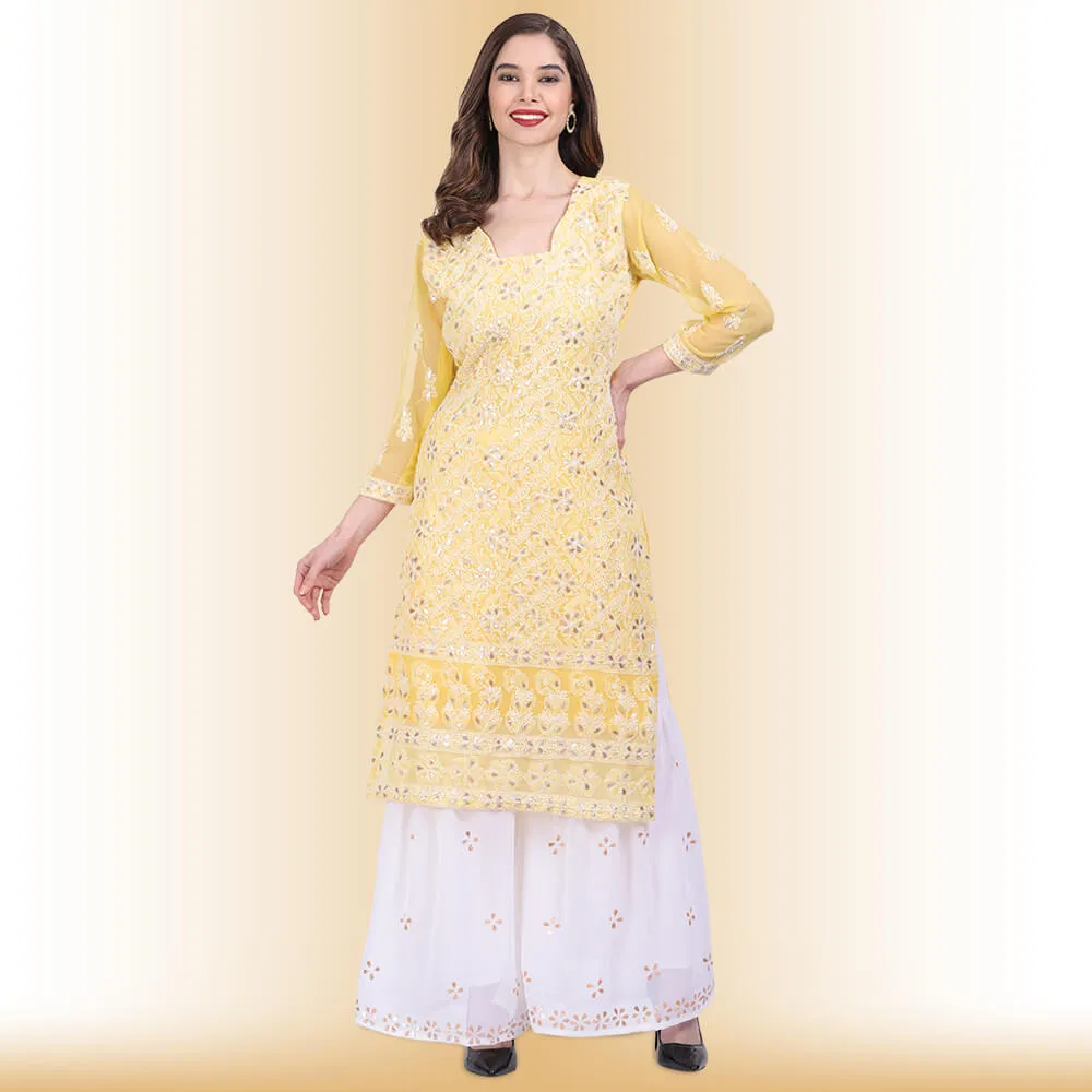 Chikankari And Gota Patti Palazzo Suit