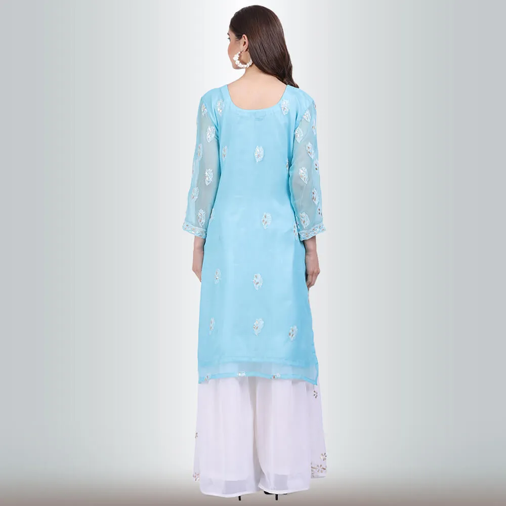 Chikankari And Gota Patti Palazzo Suit