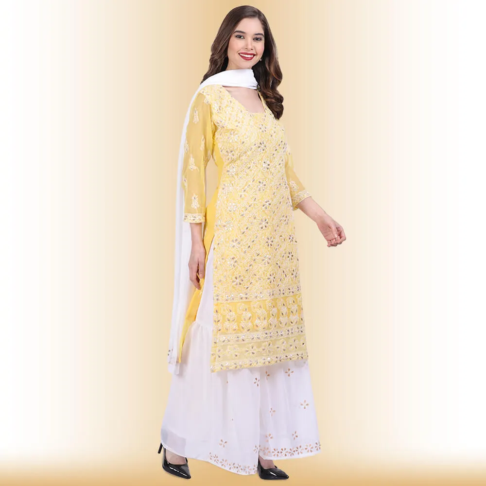 Chikankari And Gota Patti Palazzo Suit