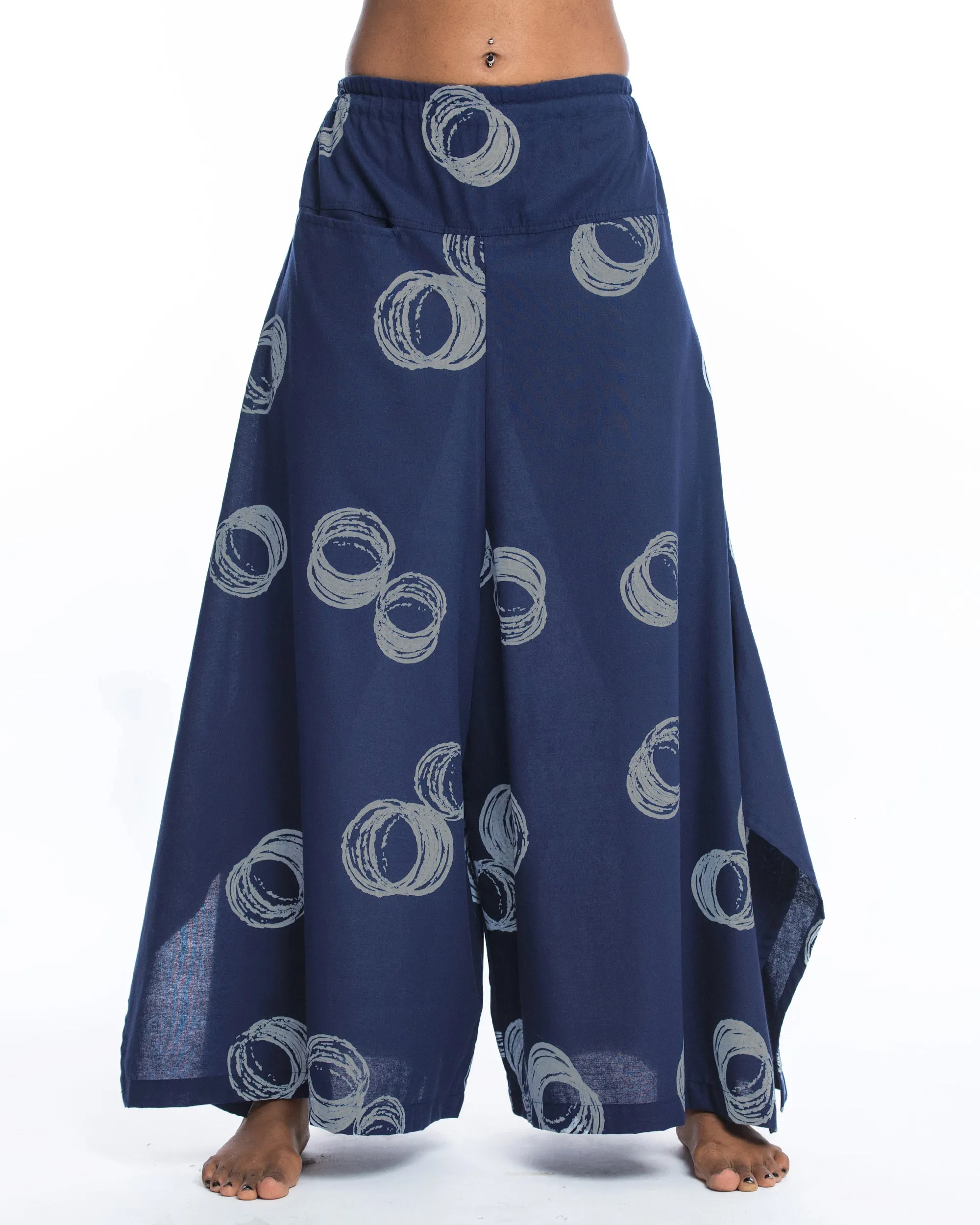 Circles Women's Cotton Palazzo Pants in Navy