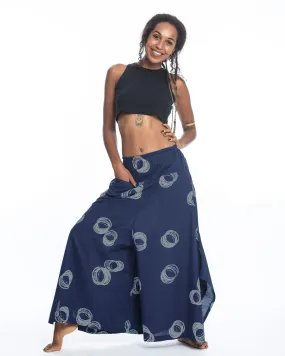 Circles Women's Cotton Palazzo Pants in Navy