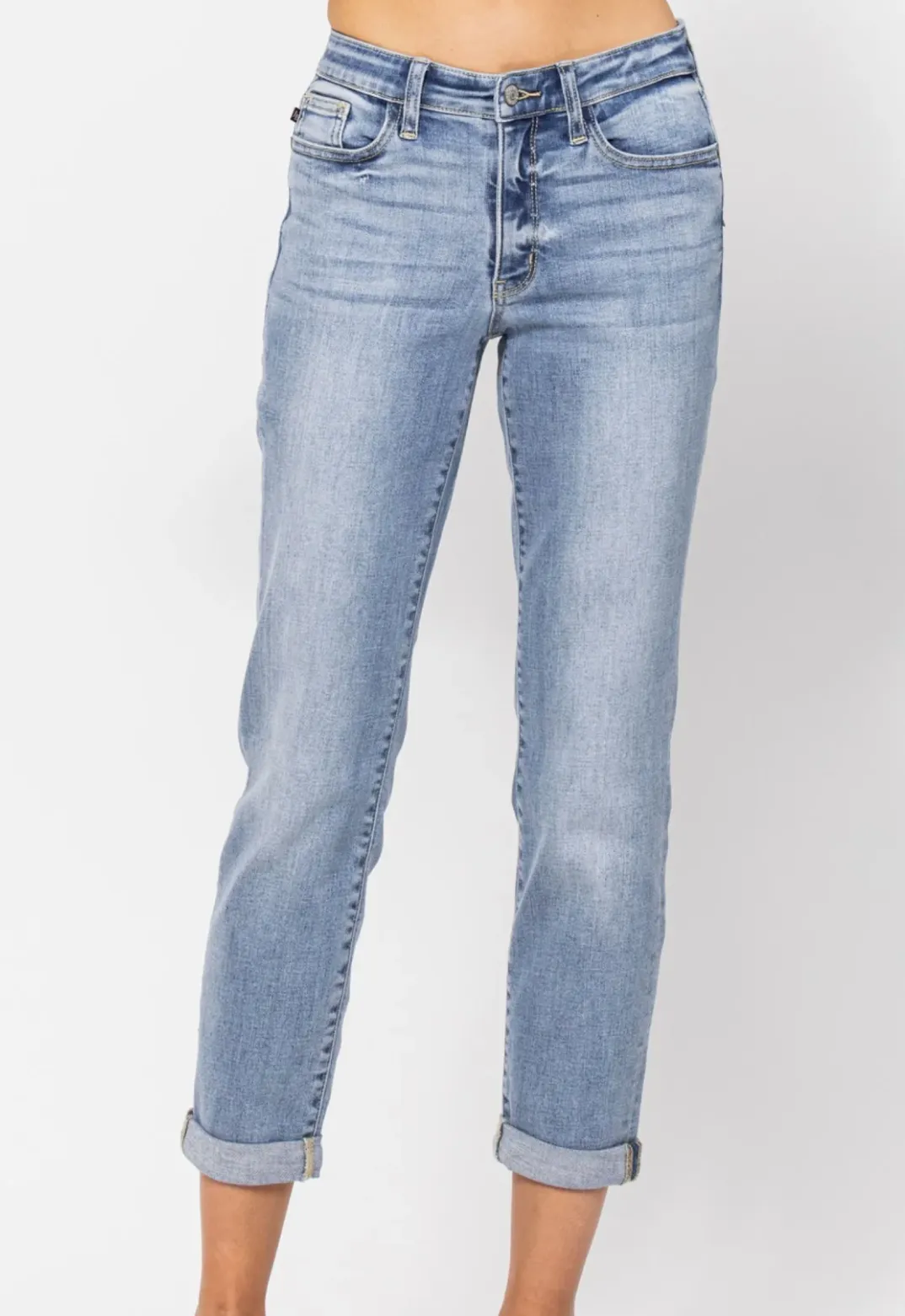 Core Midrise Bleach Wash Boyfriend Denim