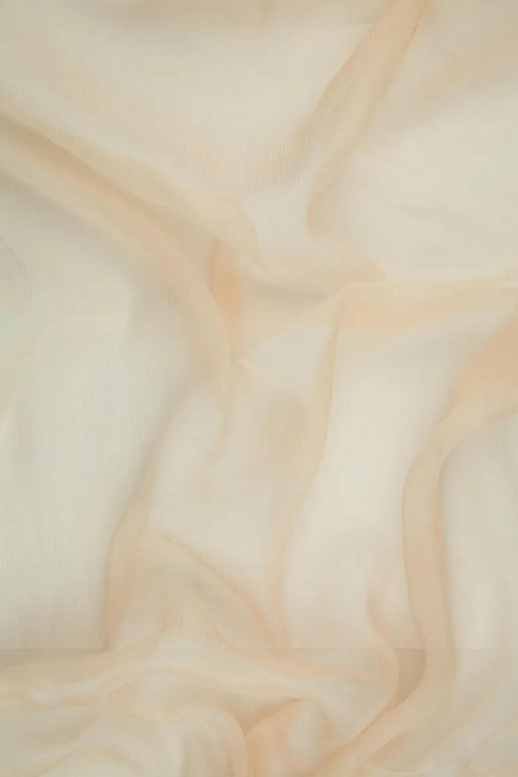 Cream Tan Silk Crinkled Chiffon Fabric