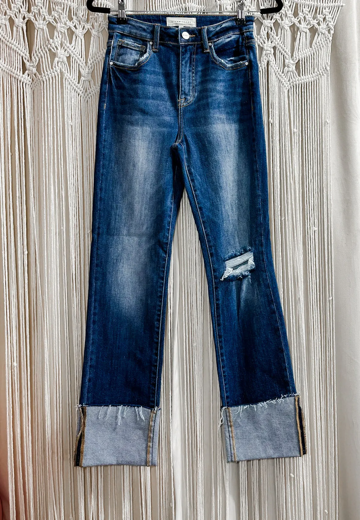 Cuffed Straight Leg Stretchy Denim