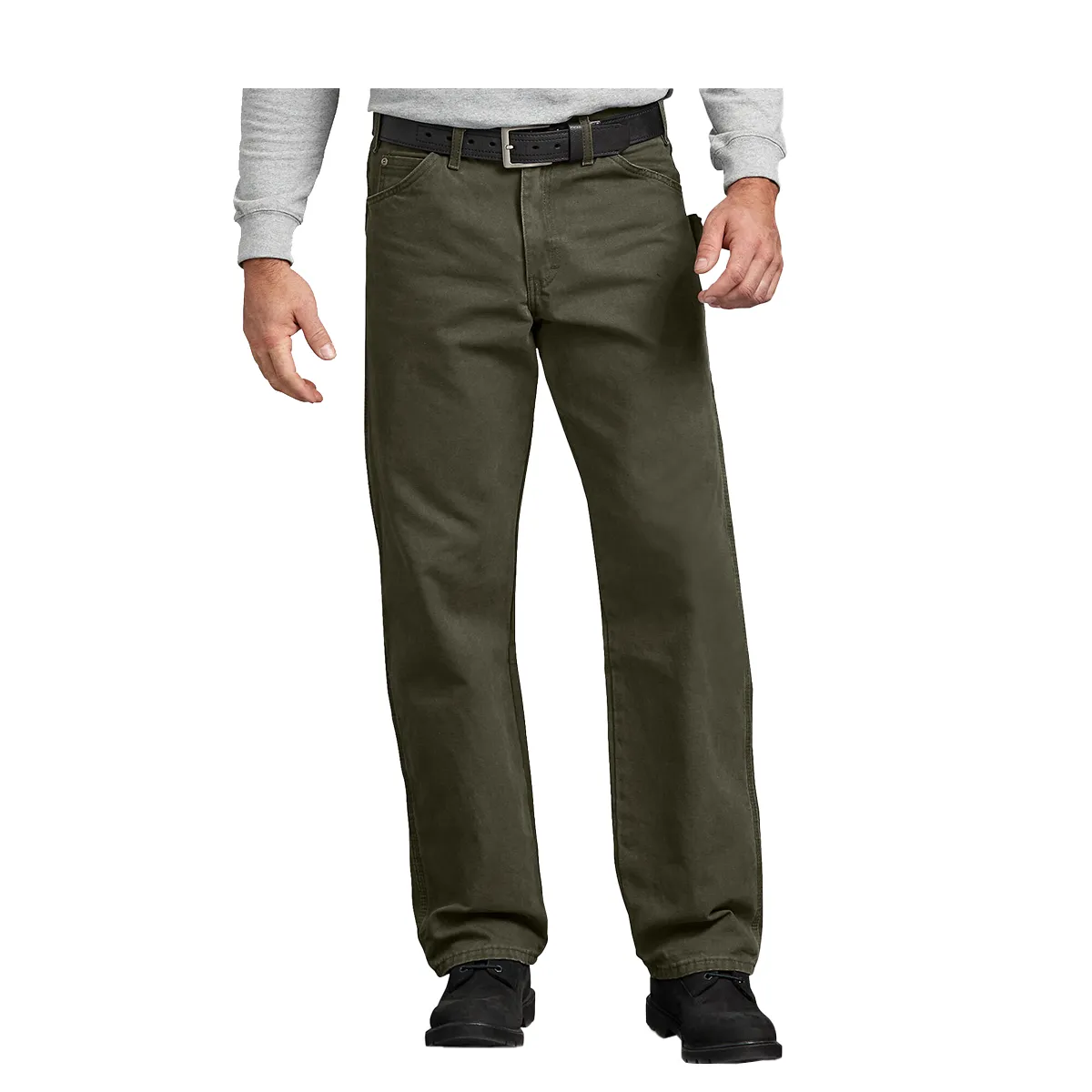 Dickies Relaxed Fit Sanded Duck Carpenter Pants - Rinsed Moss Green