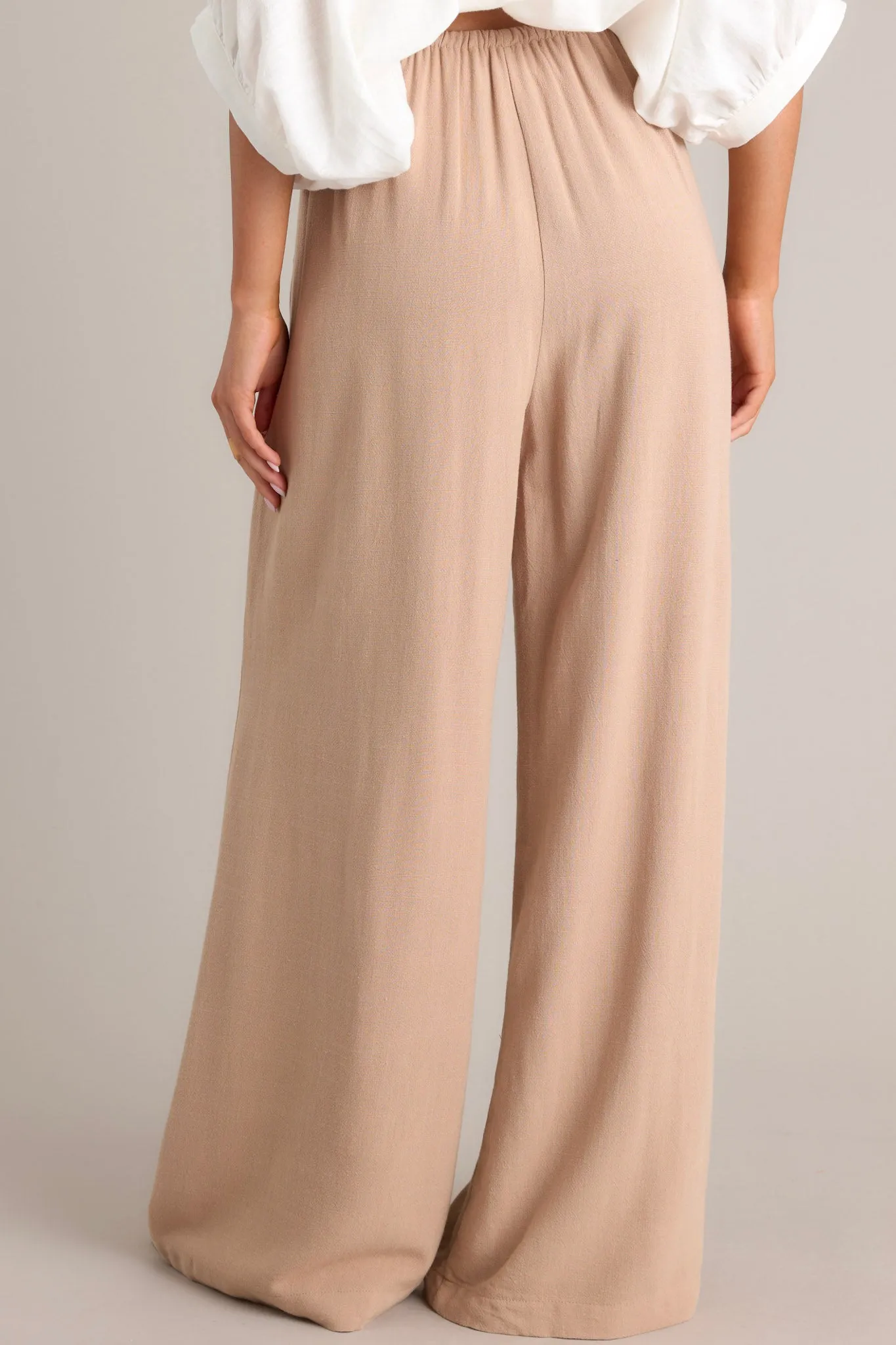 Effortless Elegance Tan Linen Blend Pants