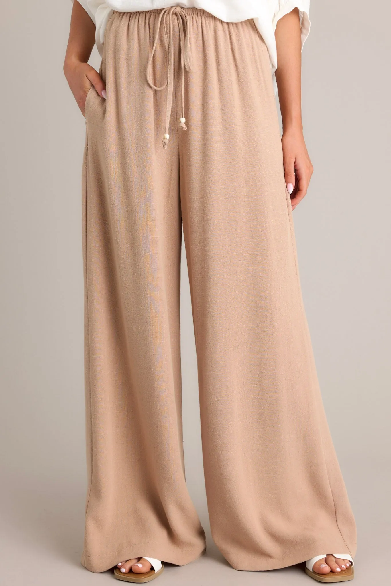 Effortless Elegance Tan Linen Blend Pants