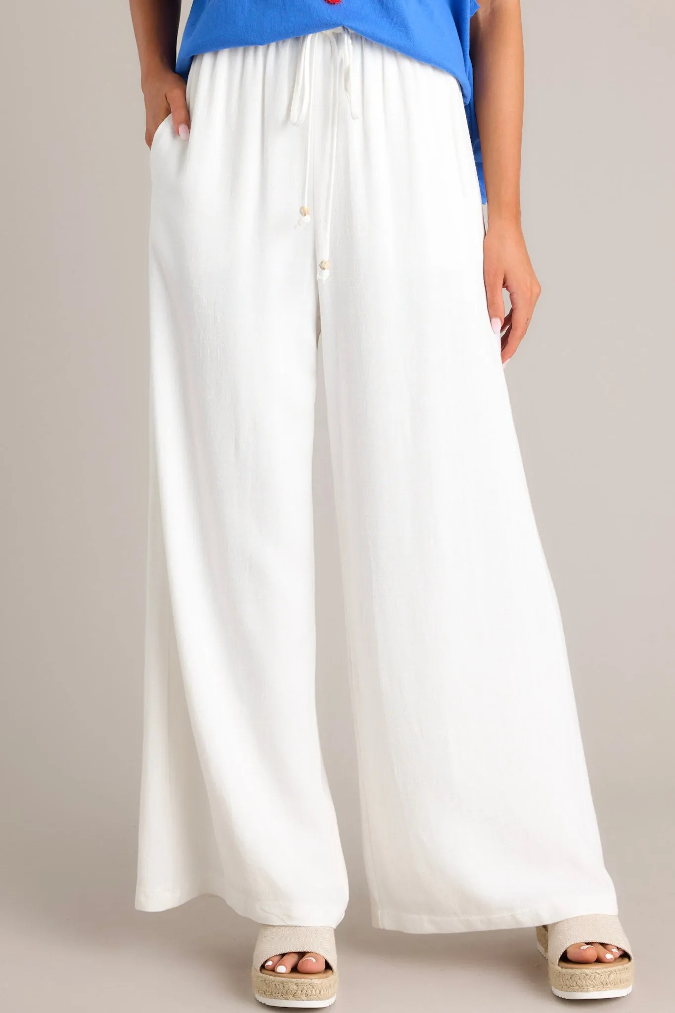 Effortless Elegance White Linen Blend Pants