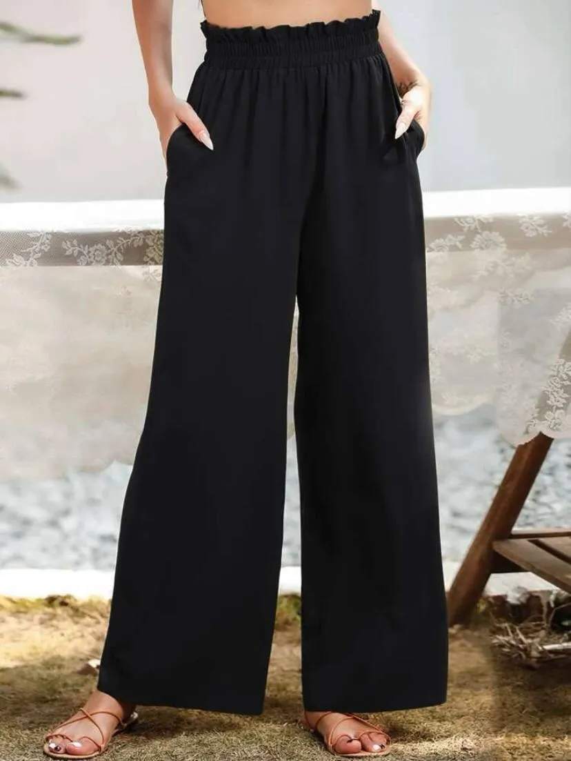 Elastic Waist Flowy Pants