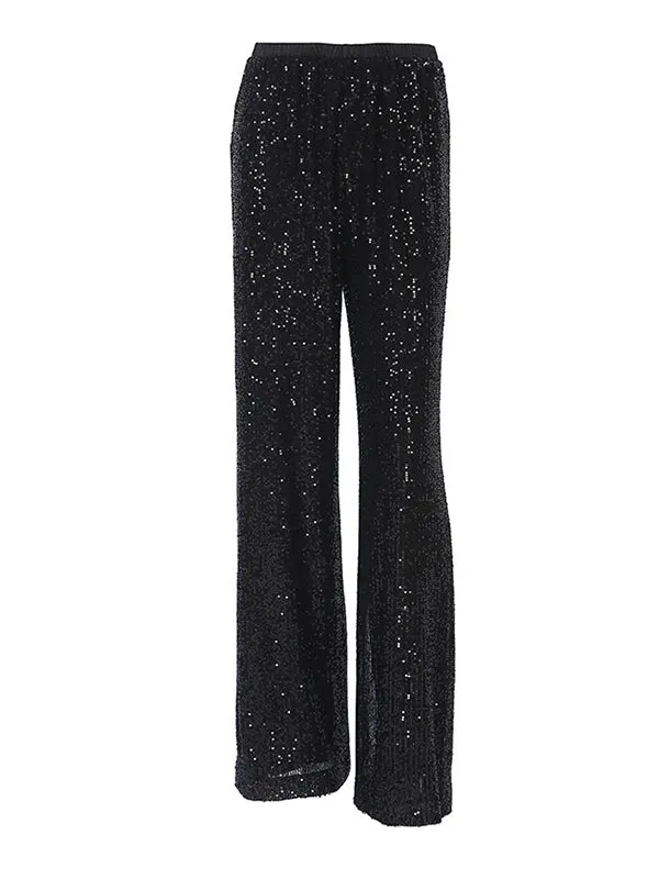 Elasticity Sequined Loose Wide Leg Trousers Pants