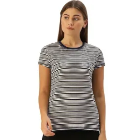 Enamor-EA47 BASIC CREW TEE â€“ STRIPED | SHORT SLEEVE CREW NECK STRETCH COTTON TEE