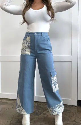 Finch Lace Patchwork Wide Leg Jeans