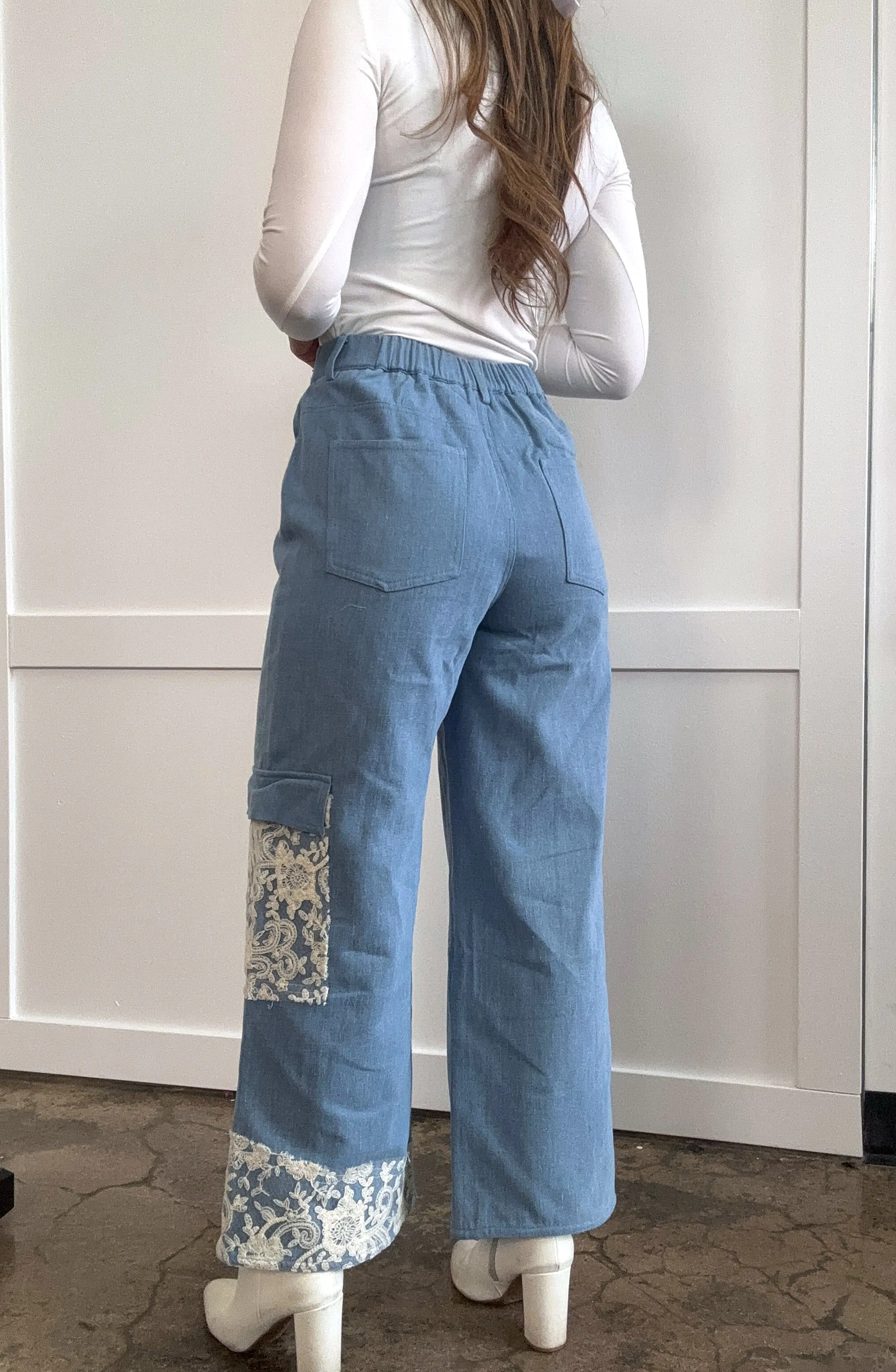 Finch Lace Patchwork Wide Leg Jeans