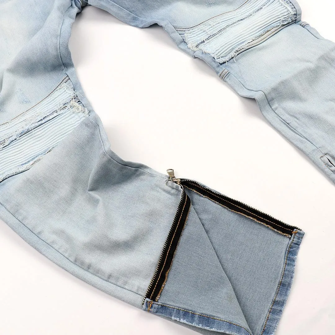 F.O.G Fourth Collection Ripped Mid-Rise Light Blue Jeans