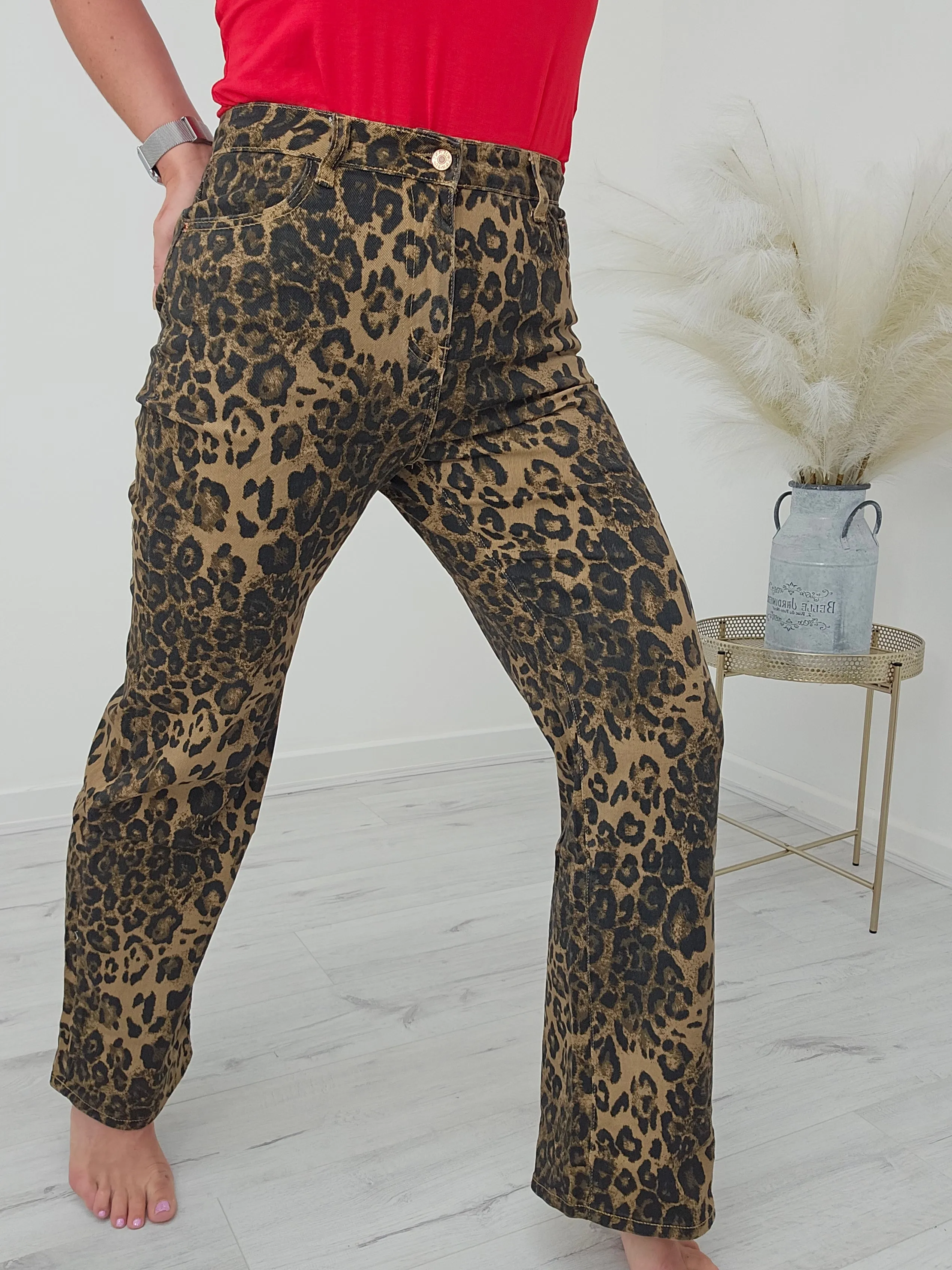 G Smack Wide Leg Leopard Print Jeans - (choose your Size)