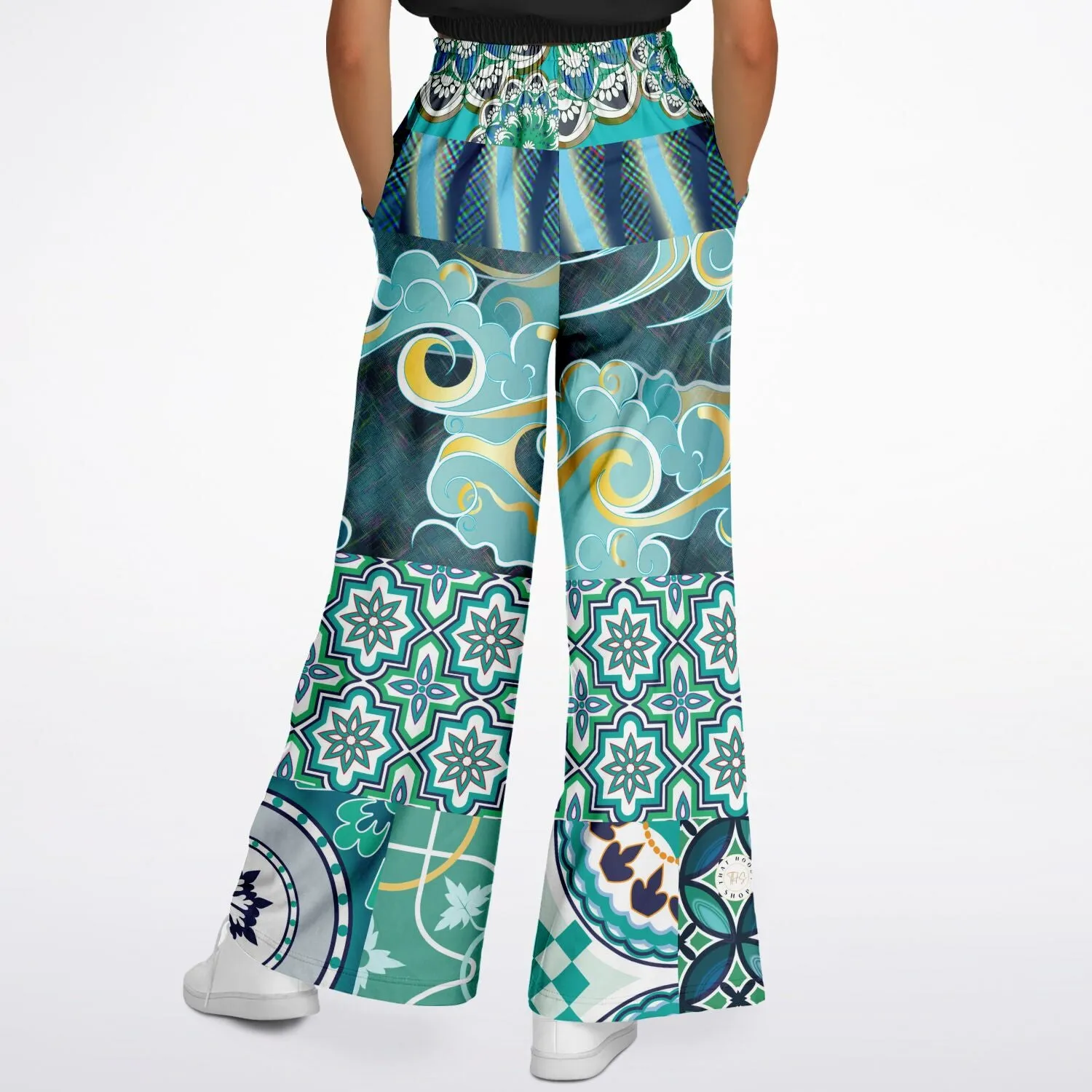 Green Meknes Mosaic Tile Eco-Poly Wide Leg Pants