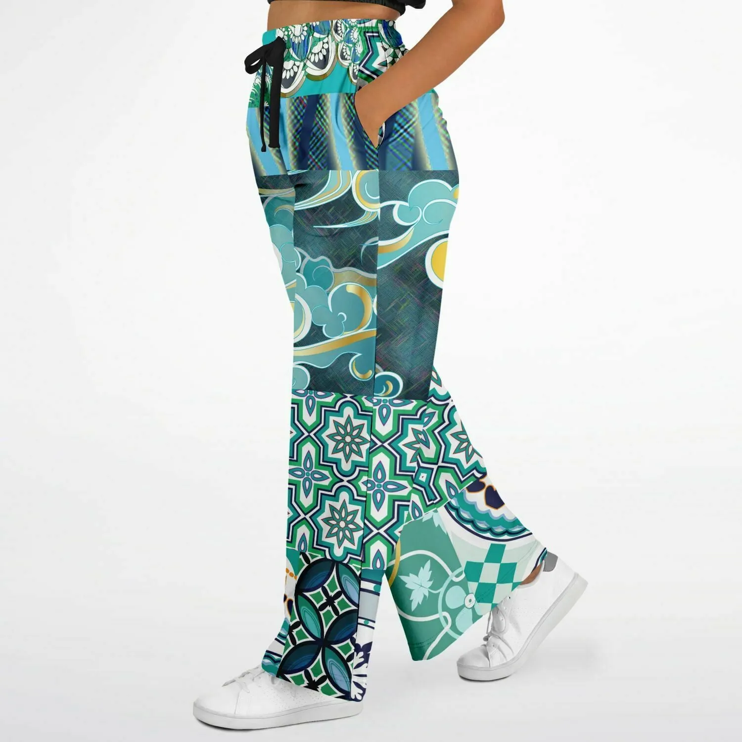 Green Meknes Mosaic Tile Eco-Poly Wide Leg Pants