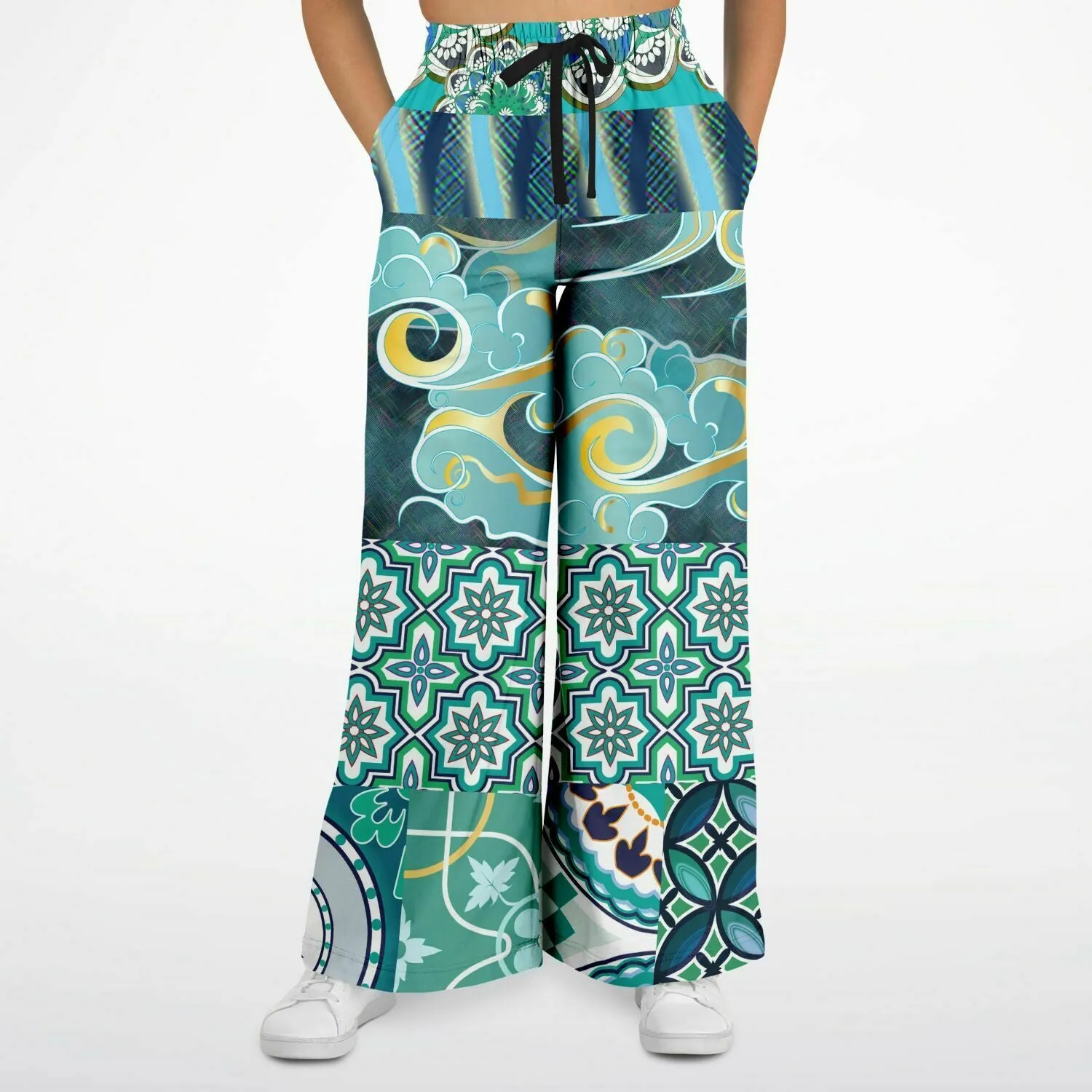 Green Meknes Mosaic Tile Eco-Poly Wide Leg Pants