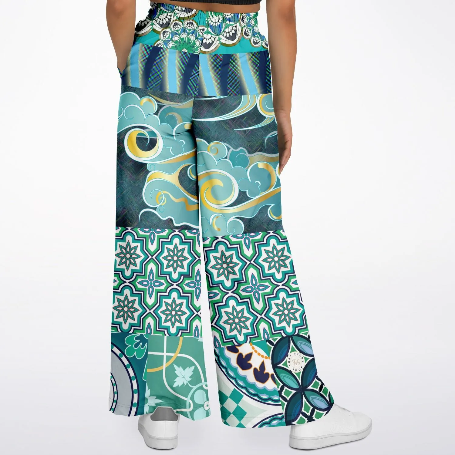 Green Meknes Mosaic Tile Eco-Poly Wide Leg Pants