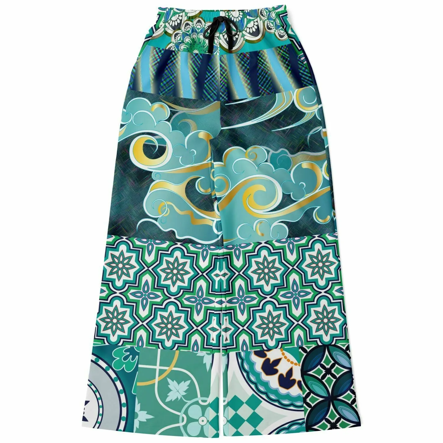 Green Meknes Mosaic Tile Eco-Poly Wide Leg Pants