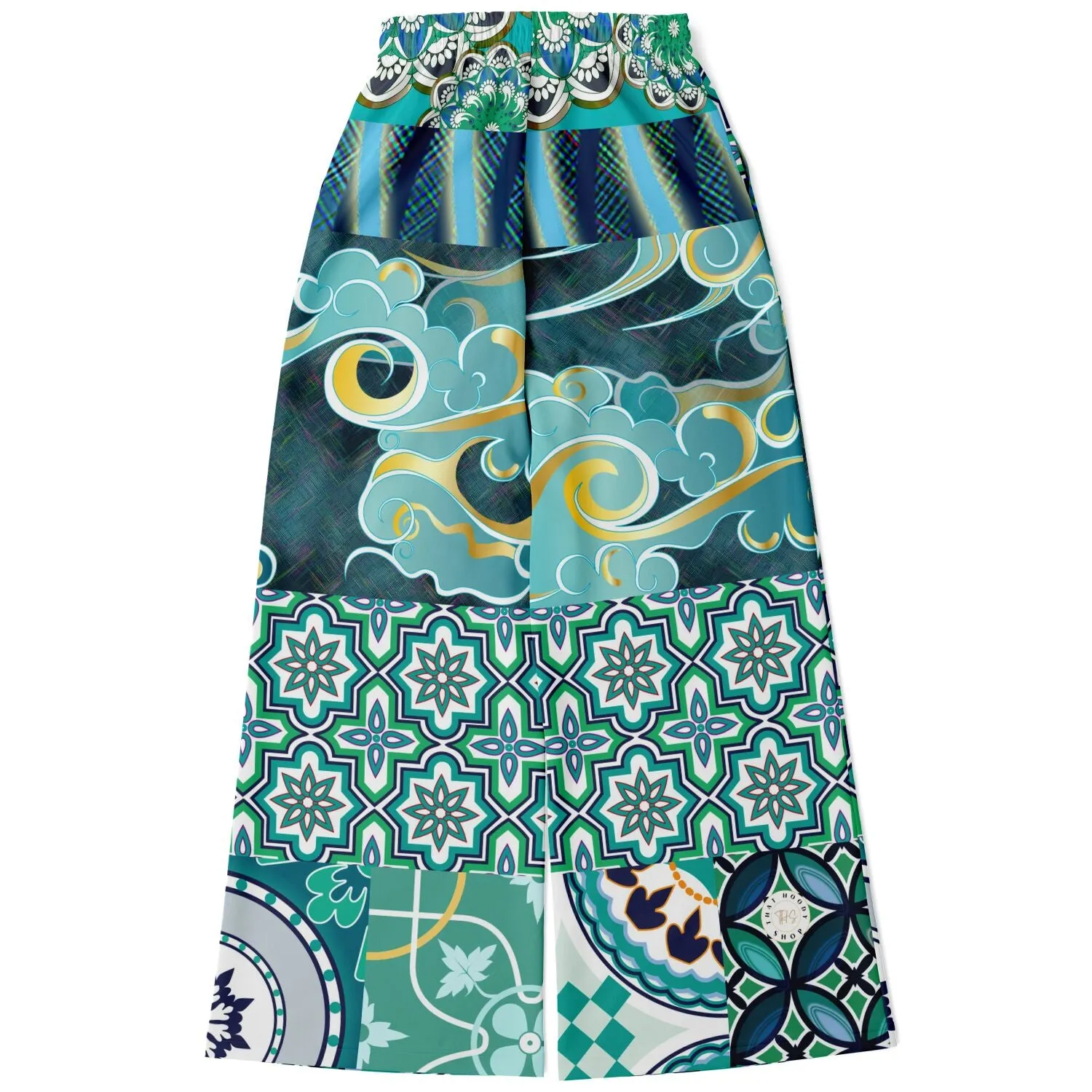 Green Meknes Mosaic Tile Eco-Poly Wide Leg Pants