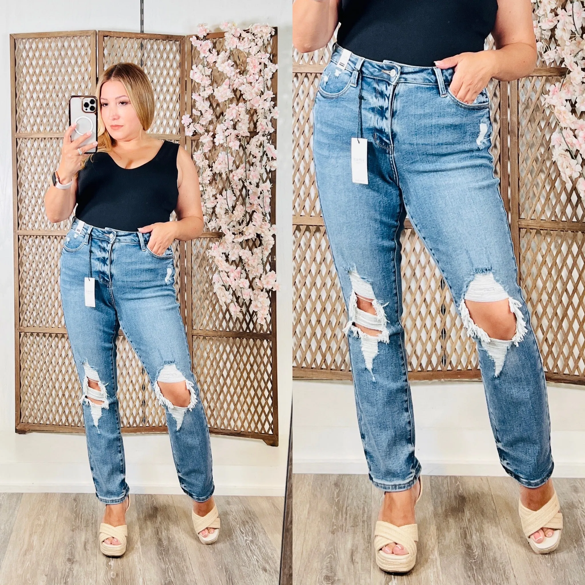 High Waist Destroyed Boyfriend Fit Judy Blue