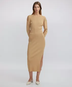 Ipekyol Slit Knit Skirt Light Brown