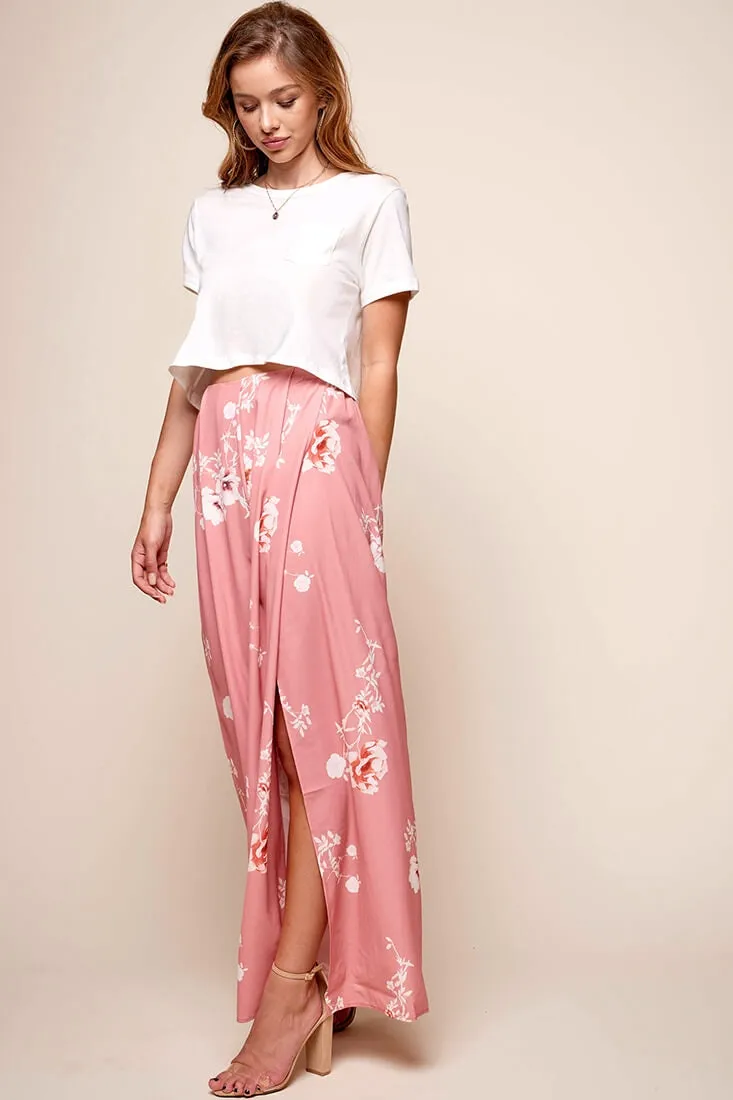 Kaya Wide Leg Floral Pants Blush