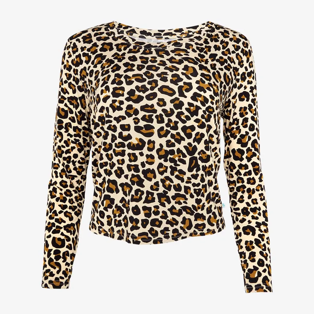 Lana Leopard Tan Women's Long Sleeve Scoop Loungewear