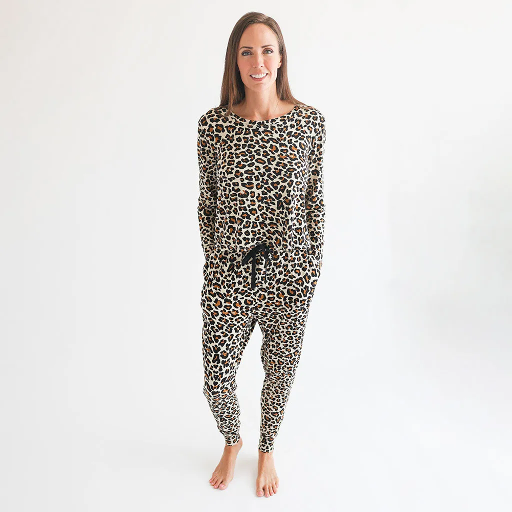 Lana Leopard Tan Women's Long Sleeve Scoop Loungewear