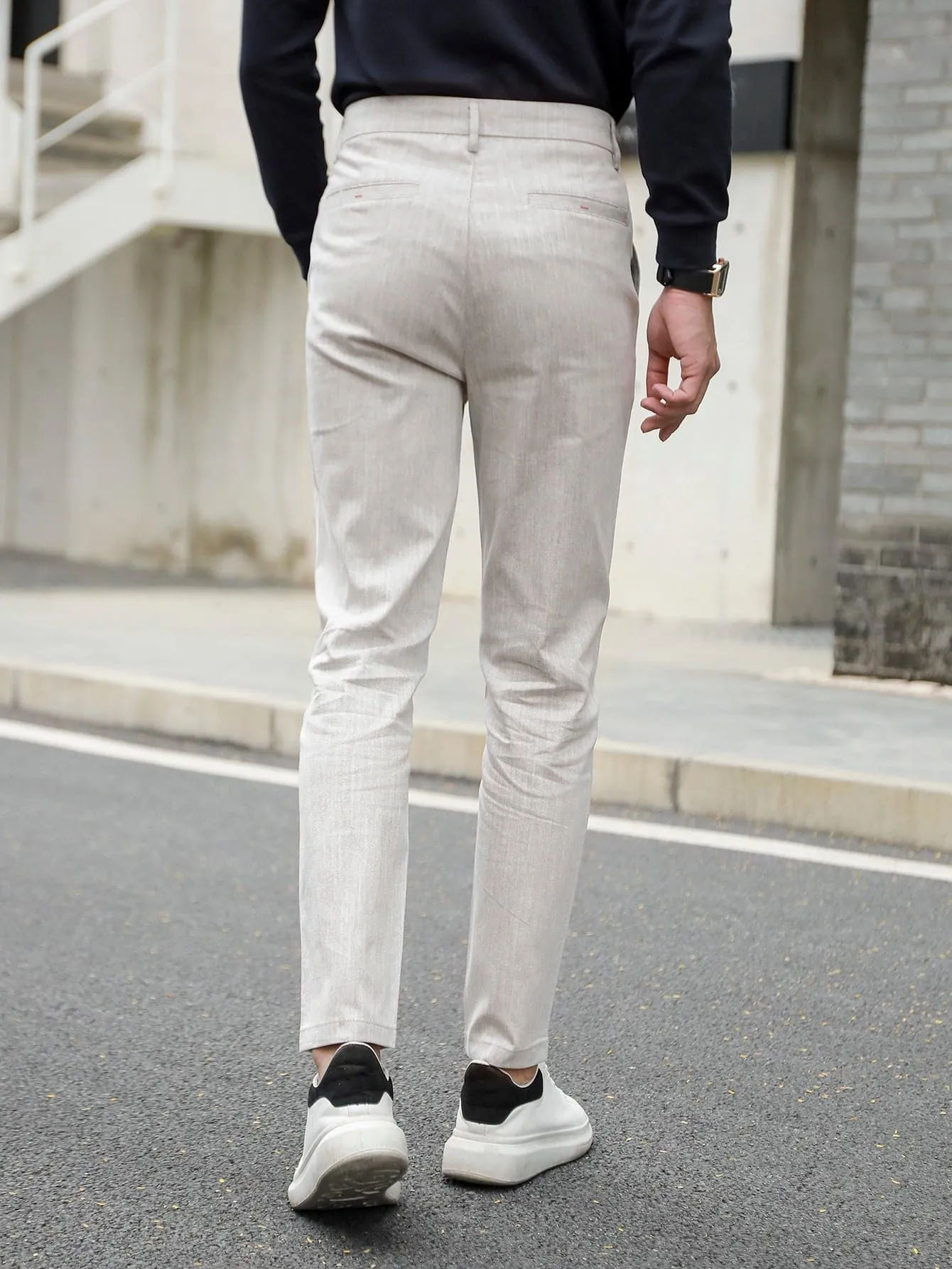 Light Grey Slant Pocket Tailored Trousers