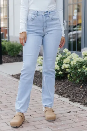 Light Wash 90's High Rise Straight Leg Jeans - FINAL SALE