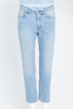 Light Washed Blue Denim Cropped Trousers