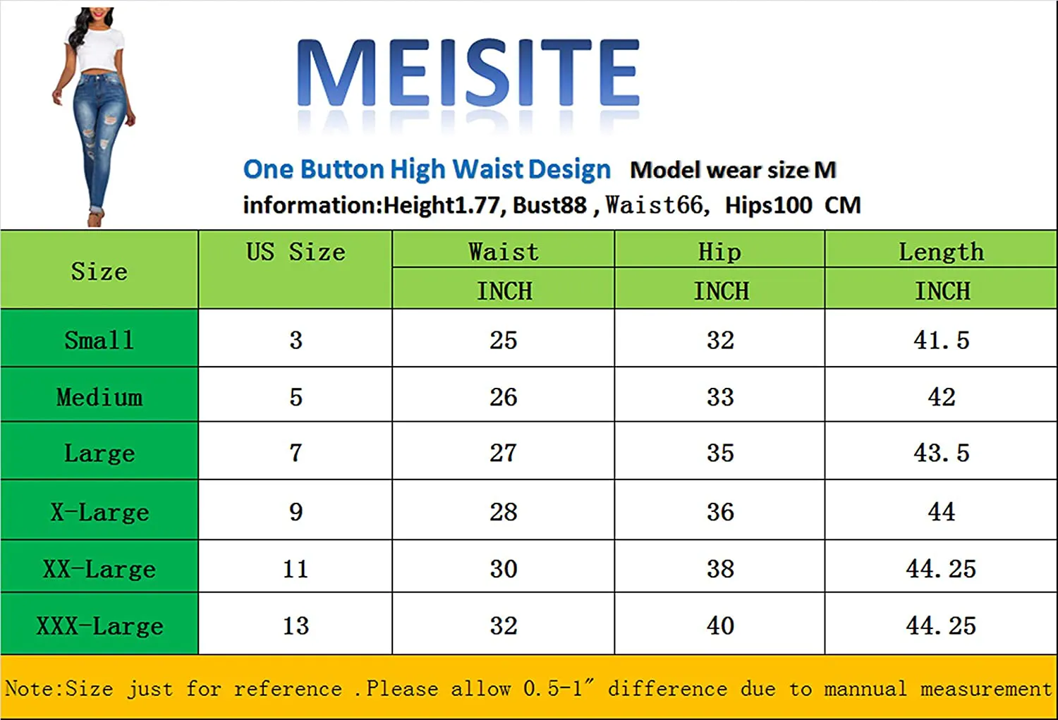 MEISITE Women's Butt-Lifting Skinny Jeans High-Rise Waist Brazilian Style